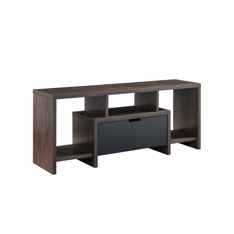 Limited Edition 47" Walnut Oak And Black Manufactured Wood Cabinet Enclosed Storage TV