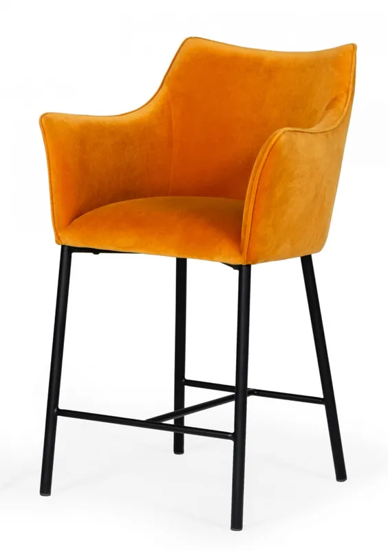 38" Yellow And Black Iron Low Back Counter Height Bar Chair With Footr While Supplies Last