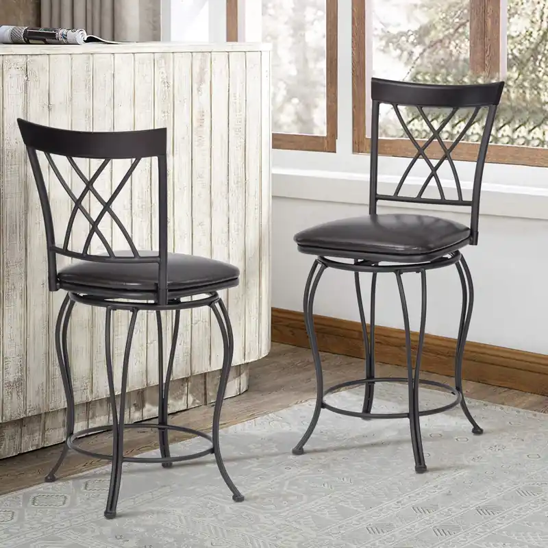 Set Of Two 38" Brown Small Bar Chairs By Homeroots Fast Shipping