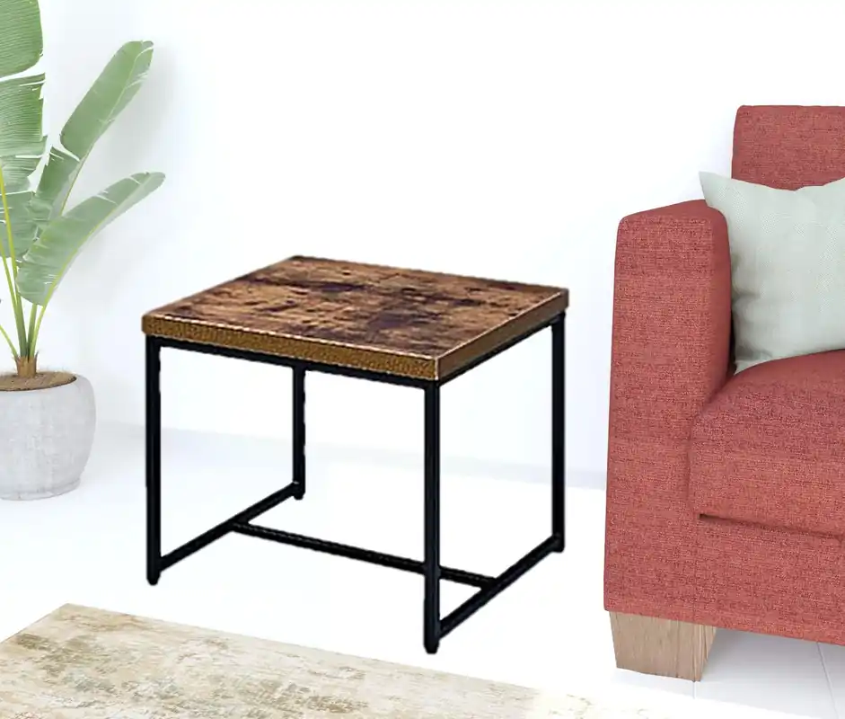 19" Black And Brown Oak Manufactured Wood And Metal End Table By Homer Free Returns