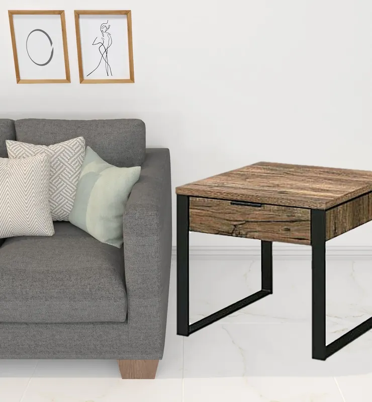 Exclusive Offer 22" Black And Weathered Oak Square End Table With Drawer By Homeroots