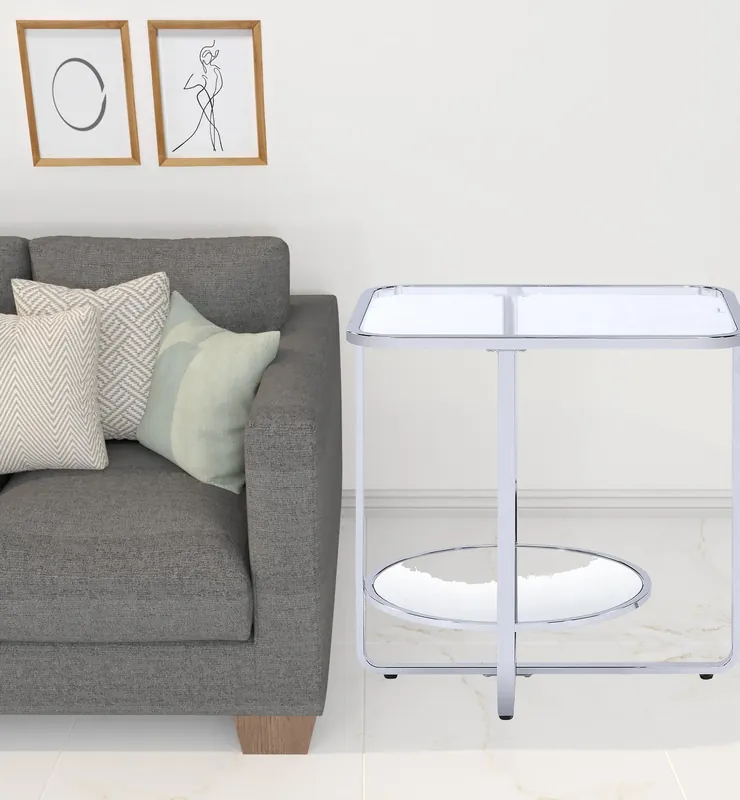 24" Chrome And Clear Glass Rectangular End Table By Homeroots Grab Now