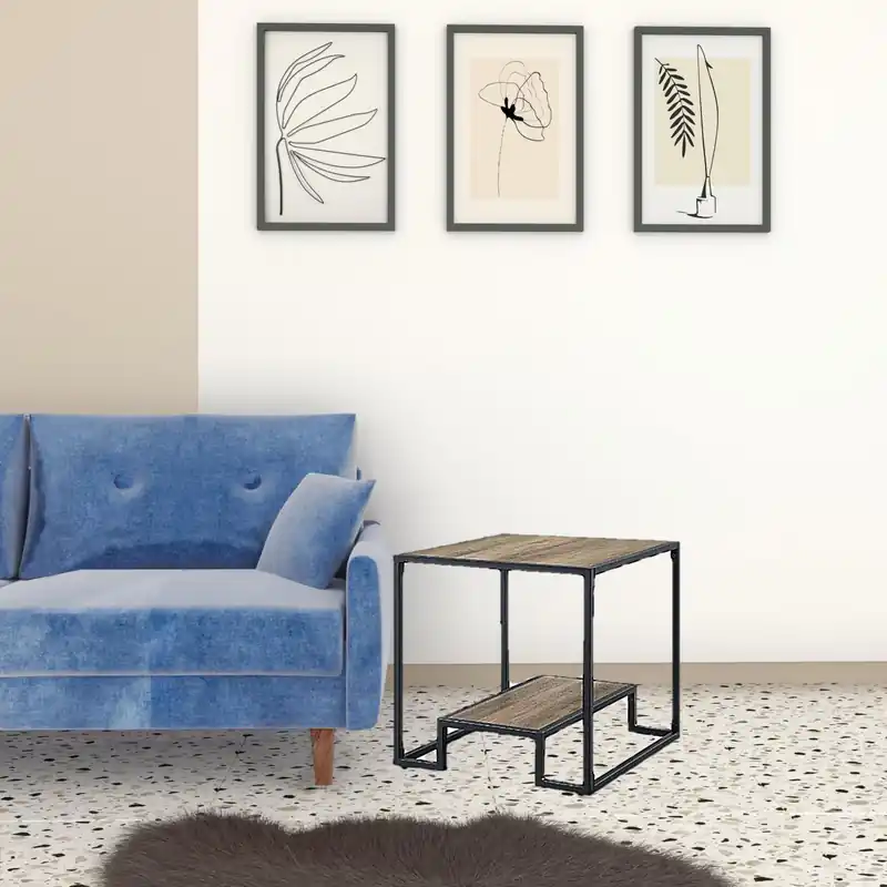 22" White Manufactured Wood Square End Table With Shelf By Homeroots Certified