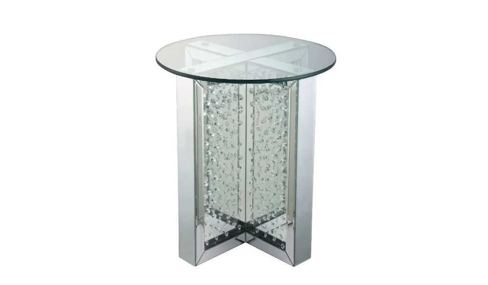 23" Clear Glass And Mirrored Round End Table With Drawer By Homeroots Factory Price