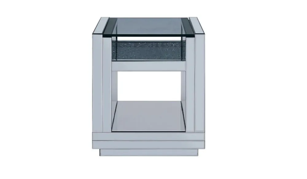 Clearance 24" Silver Glass And Manufactured Wood Square Mirrored End Table With