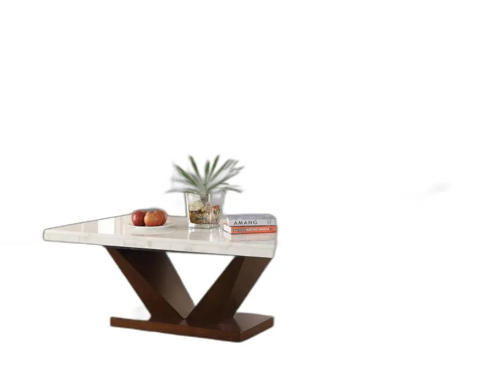 Trusted Brand 23" Walnut And White Marble Manufactured Wood Square End Table By Home