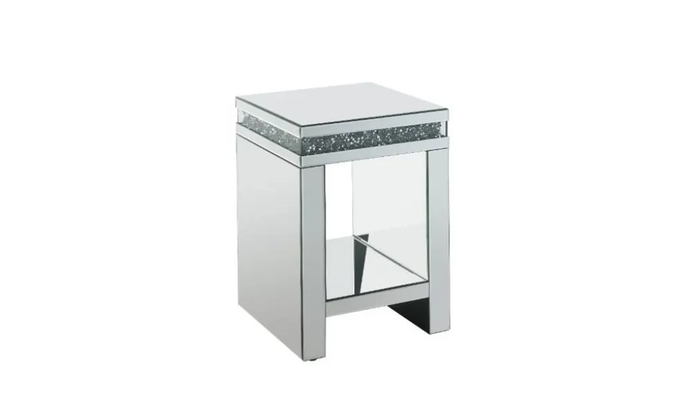 Super Sale 24" Silver Glass Square Mirrored End Table With Shelf By Homeroots