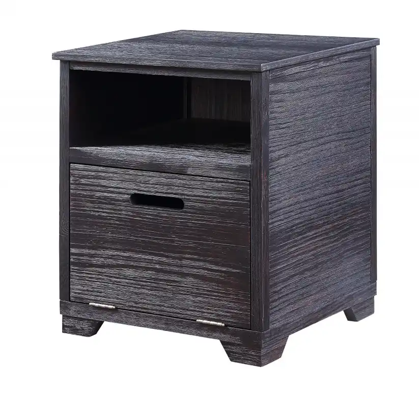 24" Black Manufactured Wood And Solid Wood Rectangular End Table By Ho Instant Buy