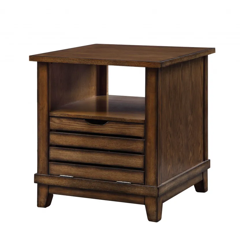 26" Oak Manufactured Wood Square End Table By Homeroots Factory Price