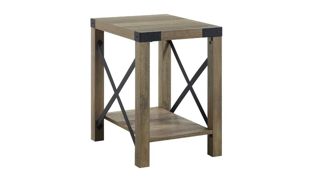 Save Now 22" Rustic Oak Manufactured Wood Rectangular End Table With Shelf By H