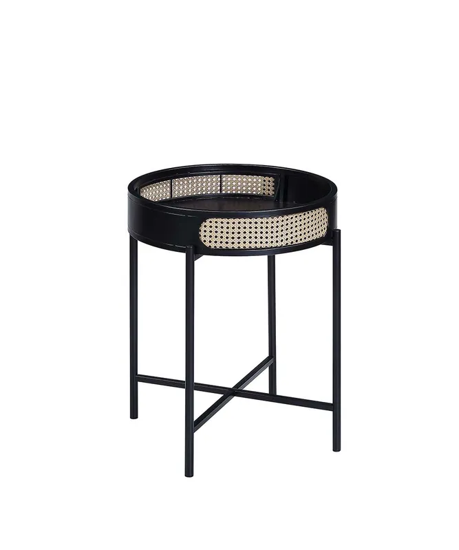 24" Black Melamine Veneer And Manufactured Wood Round End Table By Hom Factory Price