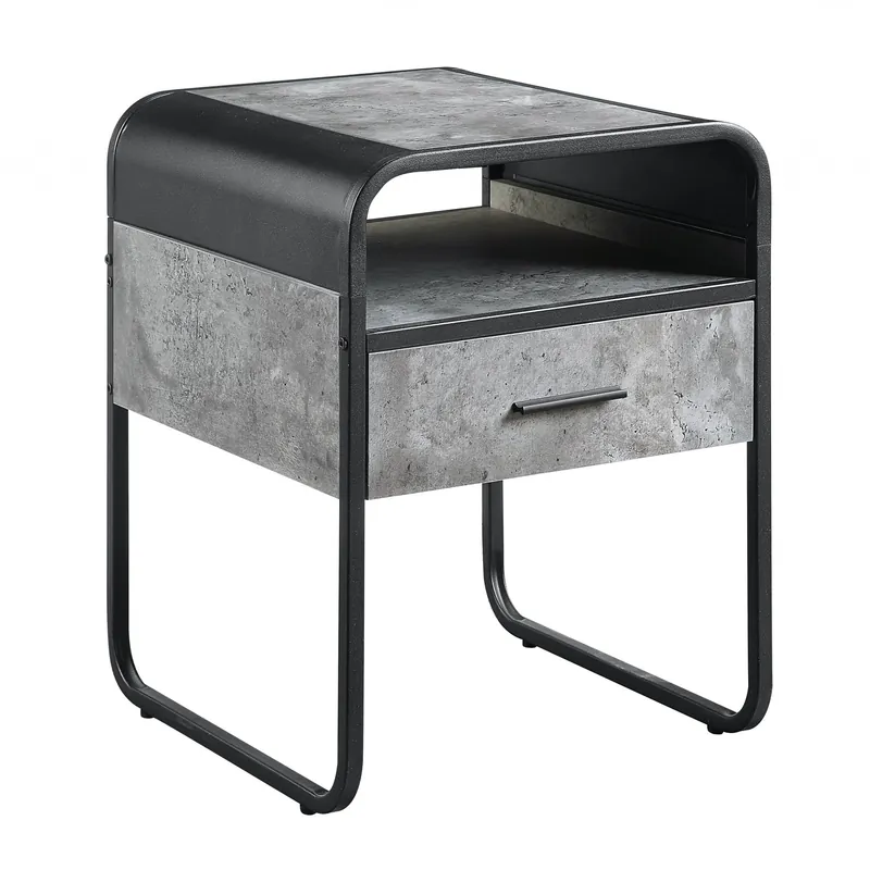 Secure Checkout 22" Black And Concrete Gray Manufactured Wood And Metal Square End Tab