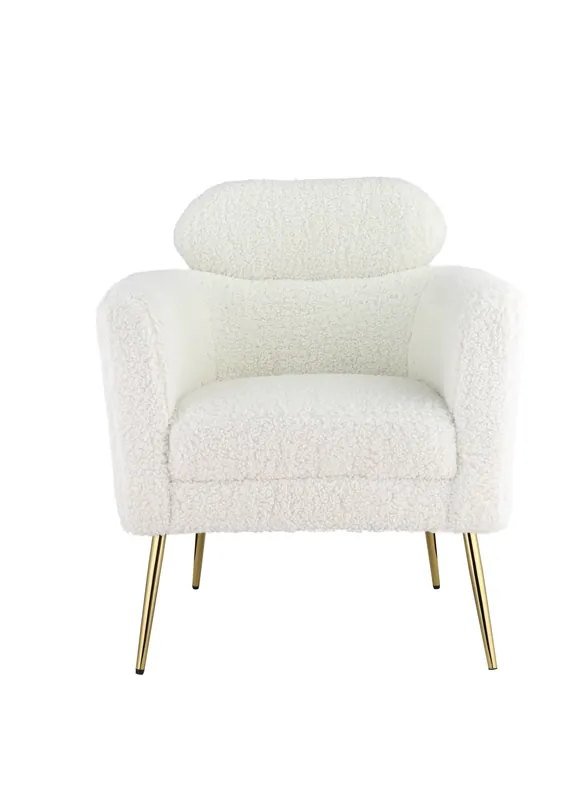 Best Choice 30" White Wool And Brown Barrel Chair By Homeroots