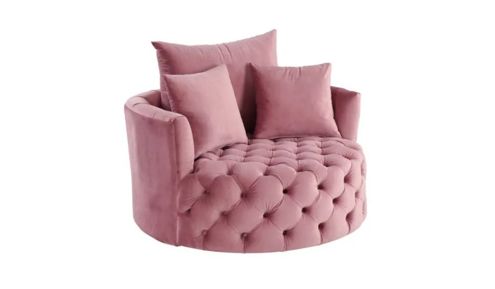 Trusted Brand 43" Pink Velvet Solid Color Barrel Chair By Homeroots