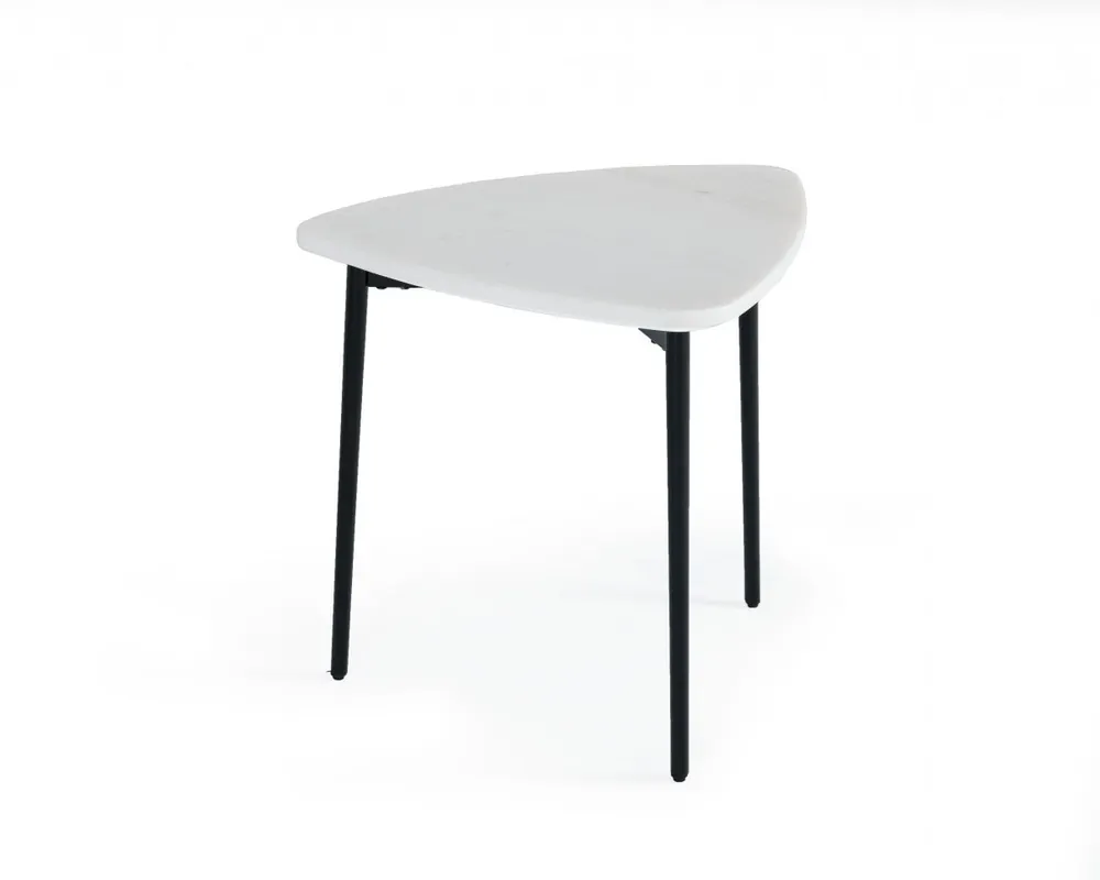 22" Black And White Marble Triangle End Table By Homeroots Last Chance