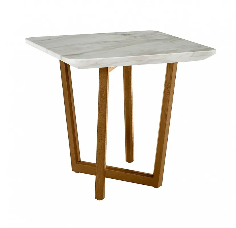 Same Day Shipping 22" Walnut And White Faux Marble Square End Table By Homeroots