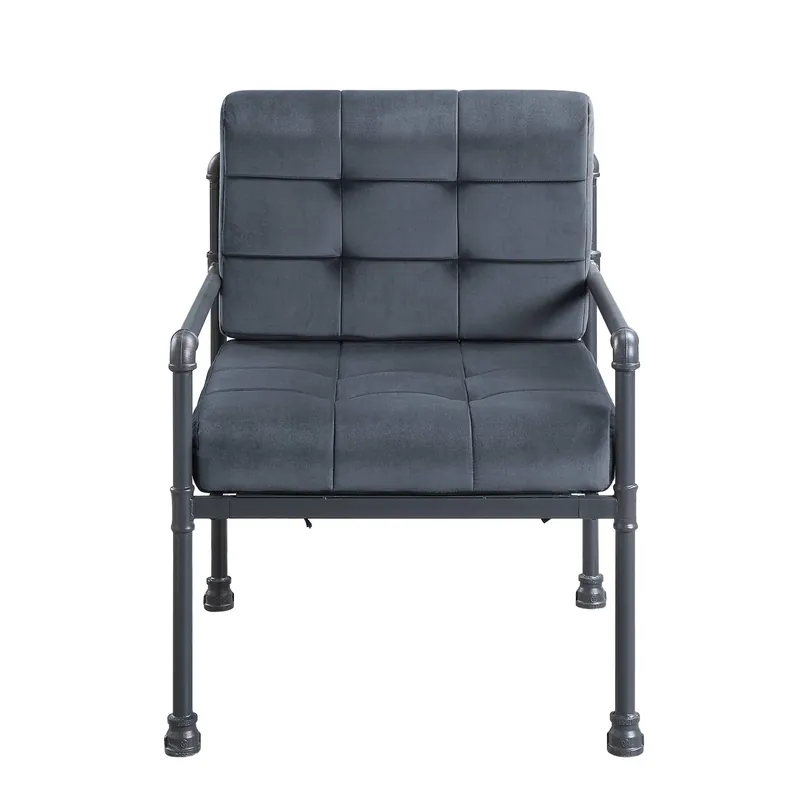 27" Gray Velvet And Steel Arm Chair By Homeroots Fresh Stock