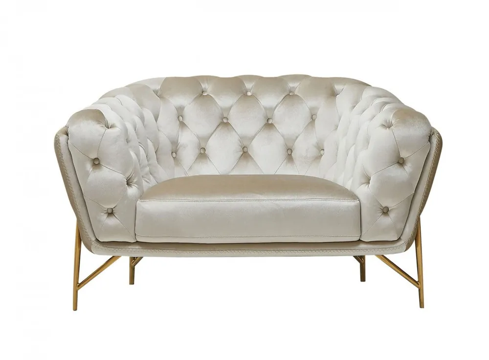 49" Beige And Gold Velvet Tufted Chesterfield Chair By Homeroots Deal