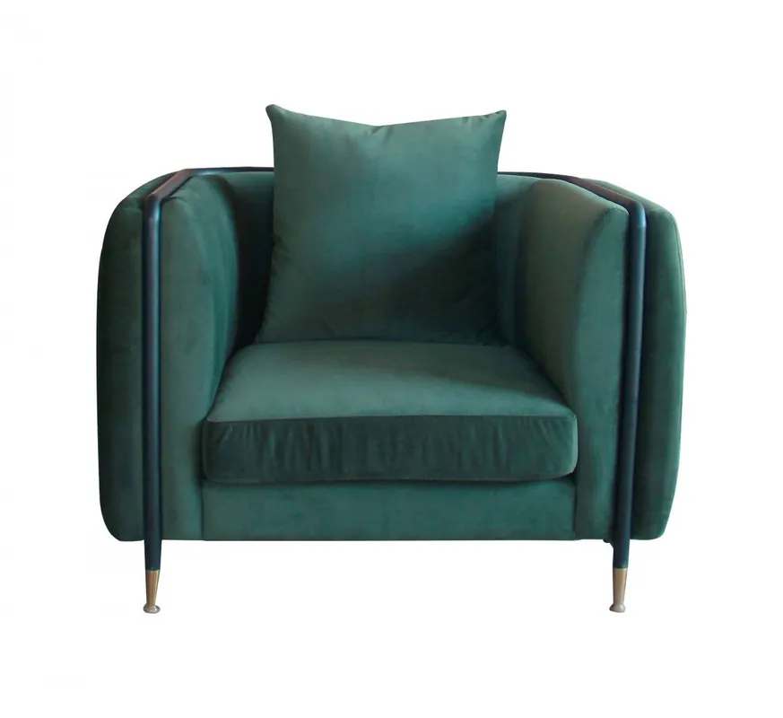 32" Green Velvet And Black Solid Color Arm Chair By Homeroots Limited Offer