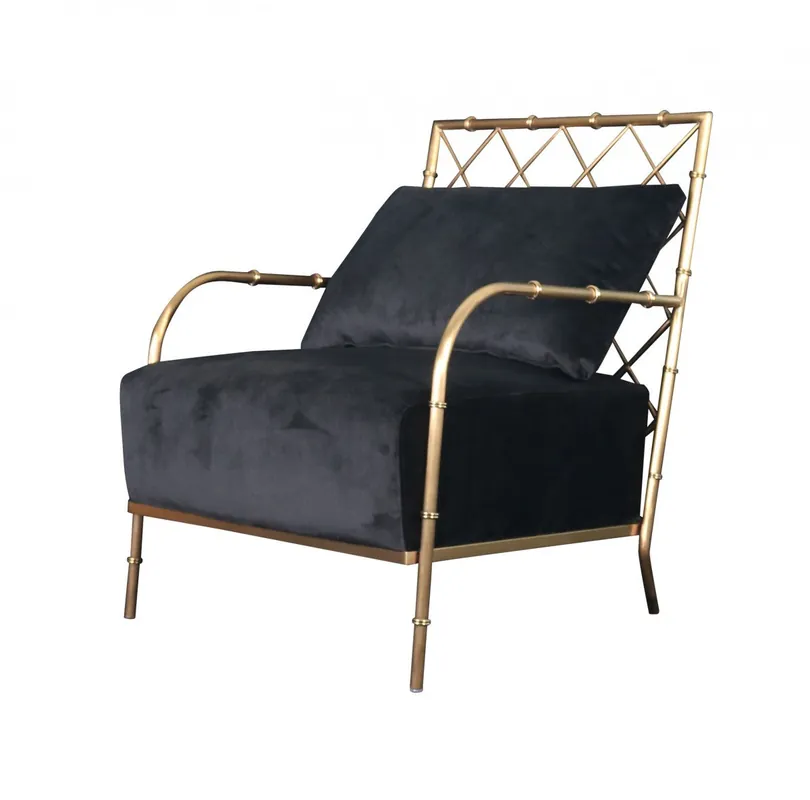 Fan Favorite 25" Black Velvet And Gold Solid Color Arm Chair By Homeroots