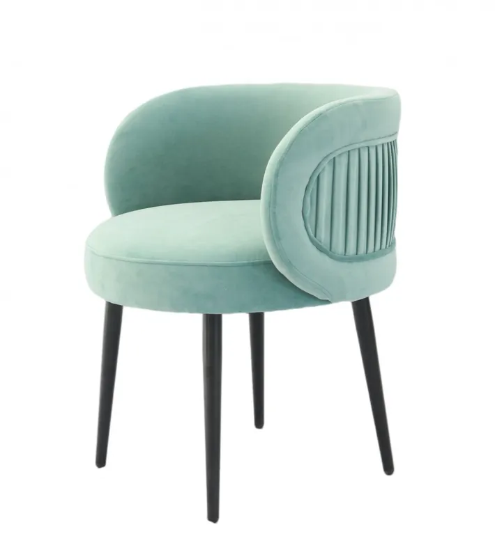 24" Teal Velvet And Black Solid Color Arm Chair By Homeroots One Day Deal