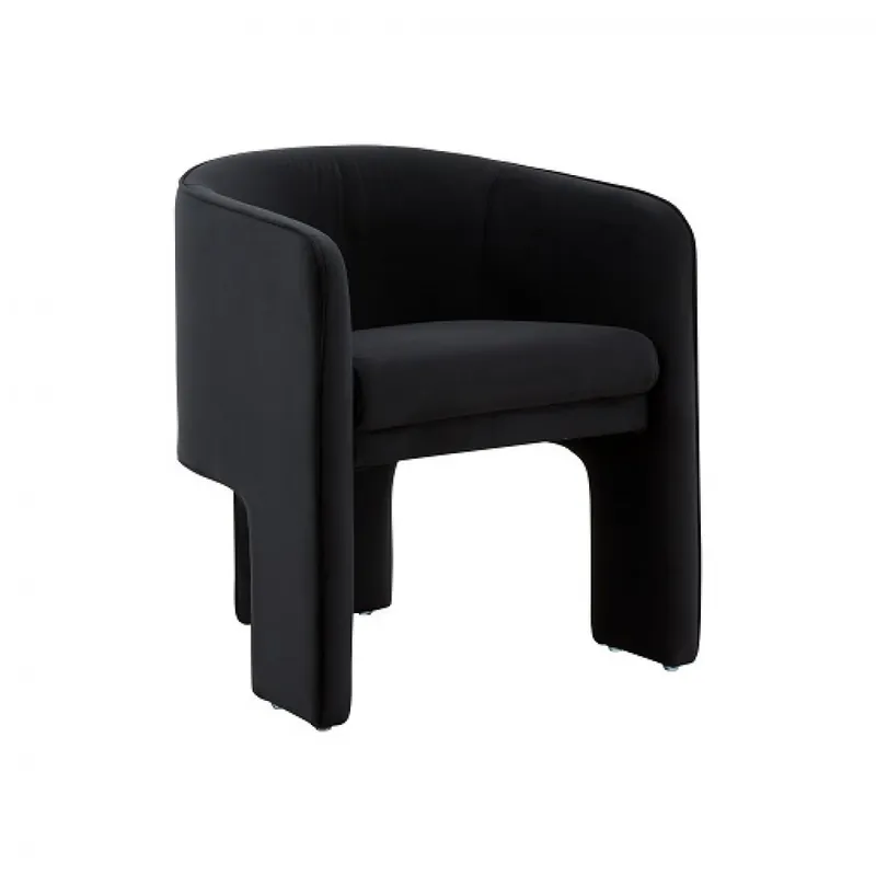 Trending 24" Black Velvet Mod Three Leg Arm Chair By Homeroots