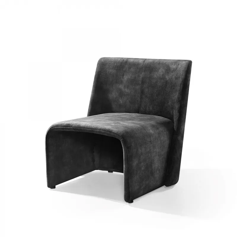 28" Dark Grey Velvet Solid Color Side Chair By Homeroots Handmade
