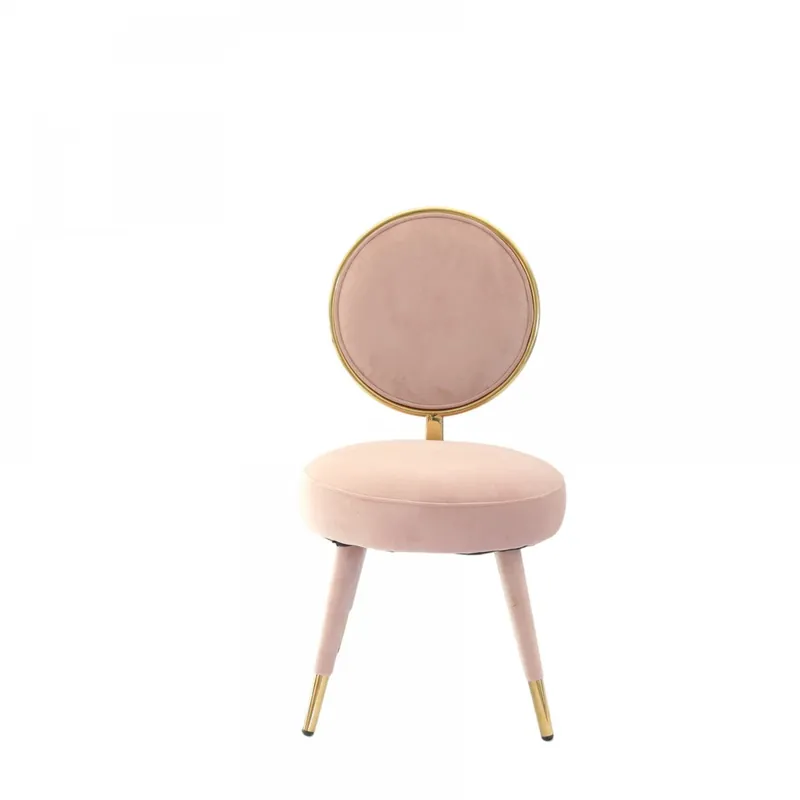 Popular Set Of Two 21" Pink Velvet And Pink And Gold Solid Color Side Chair By