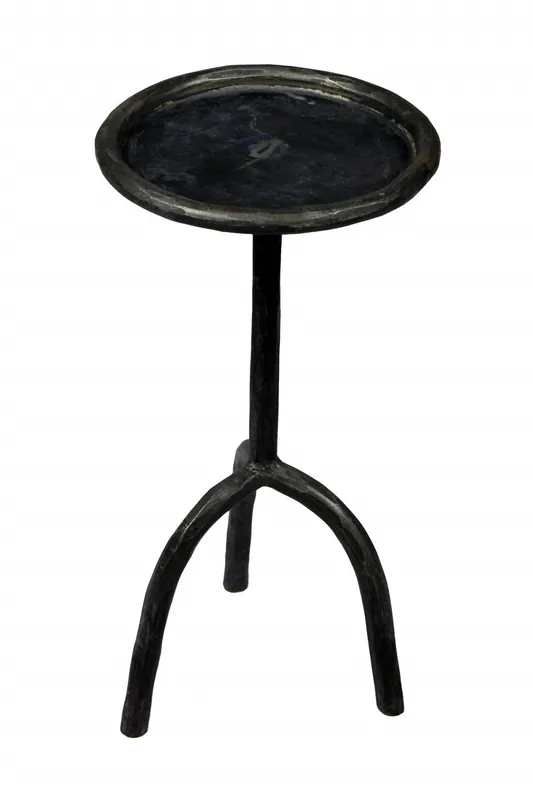 New Arrival 23" Black Iron Pedestal Round End Table By Homeroots