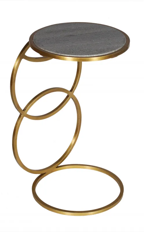 Markdown 21" Gold And Gray Marble And Iron Round End Table By Homeroots