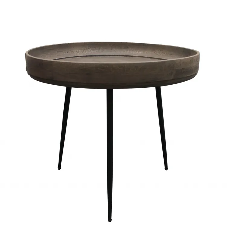 Fresh Stock 18" Black And Gray Solid Wood And Iron Round End Table By Homeroots