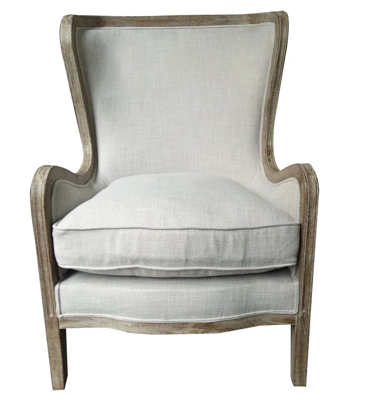 28" Ivory Taupe Linen Solid Color Lounge Chair By Homeroots Brand New