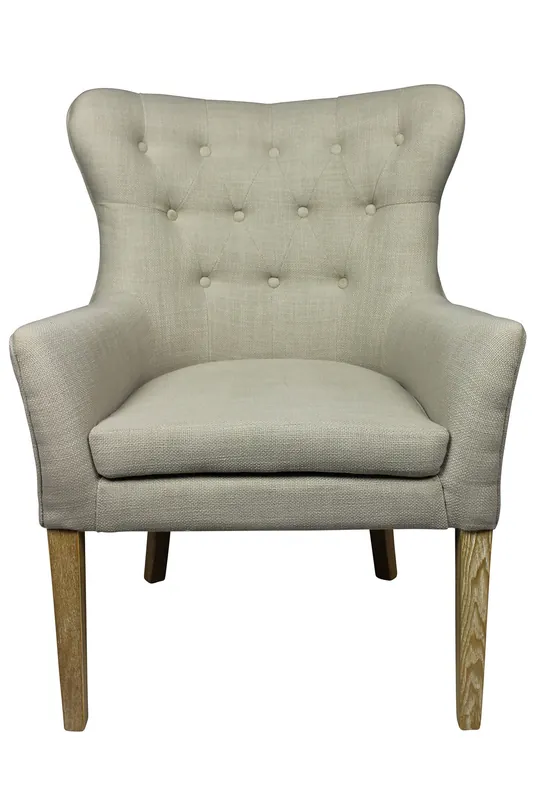 Bargain 28" Taupe 100% Polyester And Natural Tufted Arm Chair By Homeroots