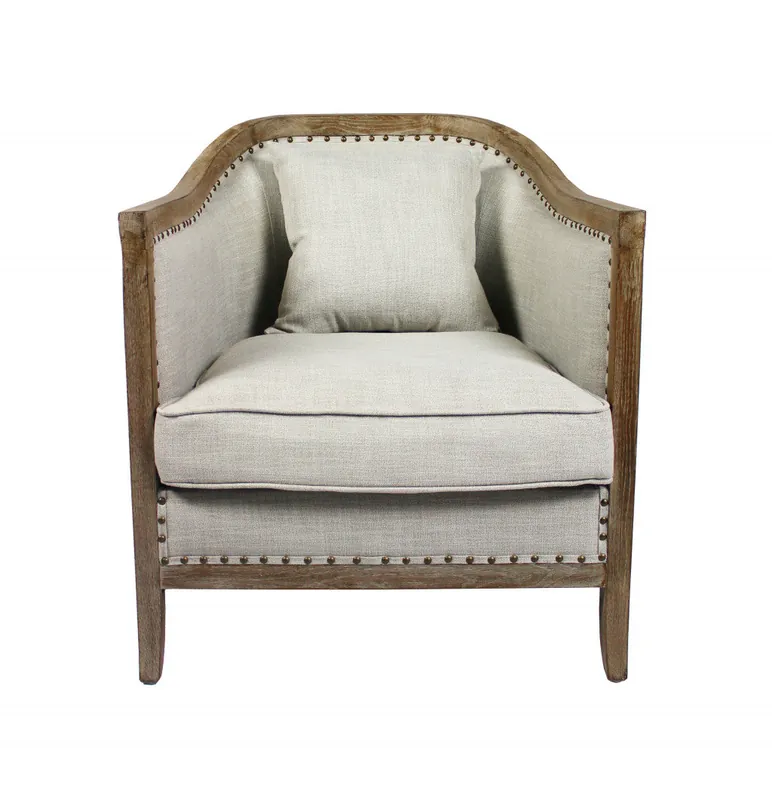 32" Natural Linen Solid Color Lounge Chair By Homeroots Buy Direct