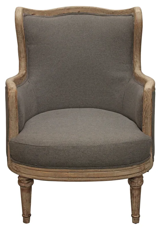 Viral 26" Gray Linen And Natural Solid Color Arm Chair By Homeroots