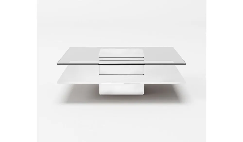 39" White And Clear Glass Square Coffee Table With Shelf By Homeroots Factory Price