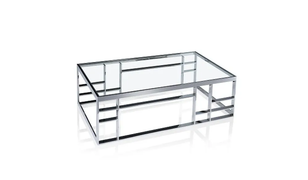 Price Cut 47" Silver And Clear Glass Rectangular Coffee Table By Homeroots