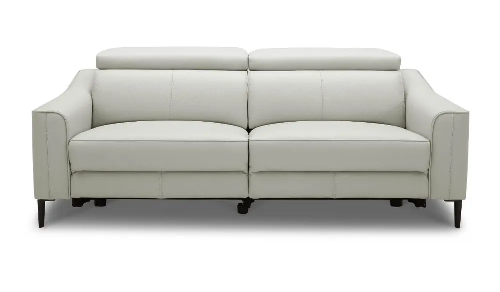 74" Grey Genuine Leather and Black Reclining Sofa By Homeroots Free Delivery
