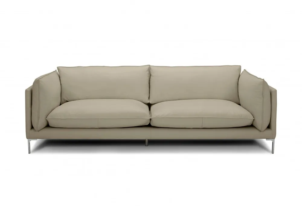 96" Taupe Top Grain Leather Sofa By Homeroots Buy Online