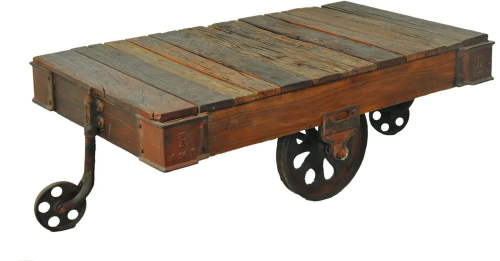 50" Black And Brown Solid Wood Rectangular Distressed Coffee Table By In Demand