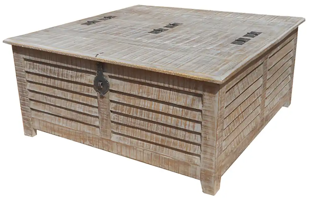 Buy Online 40" Gray Wash Solid Wood Square Distressed Lift Top Coffee Table By Ho