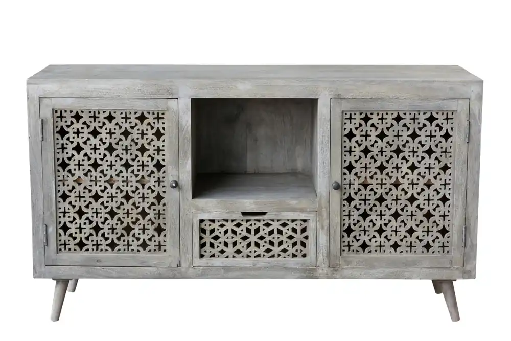 55" Gray Solid Wood Distressed Console Table With Storage With Storage Limited Time