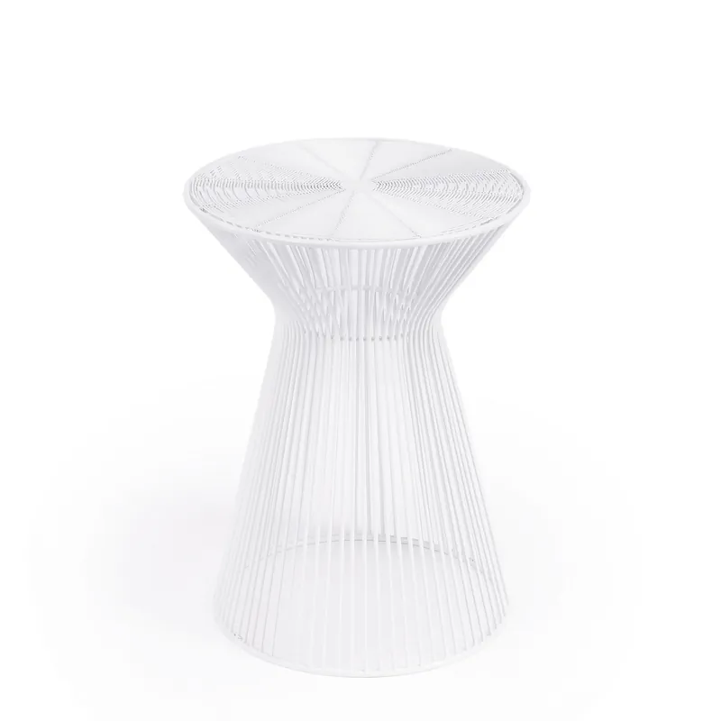 18" White Cinched Iron Round Top End Table By Homeroots Editor’s Pick