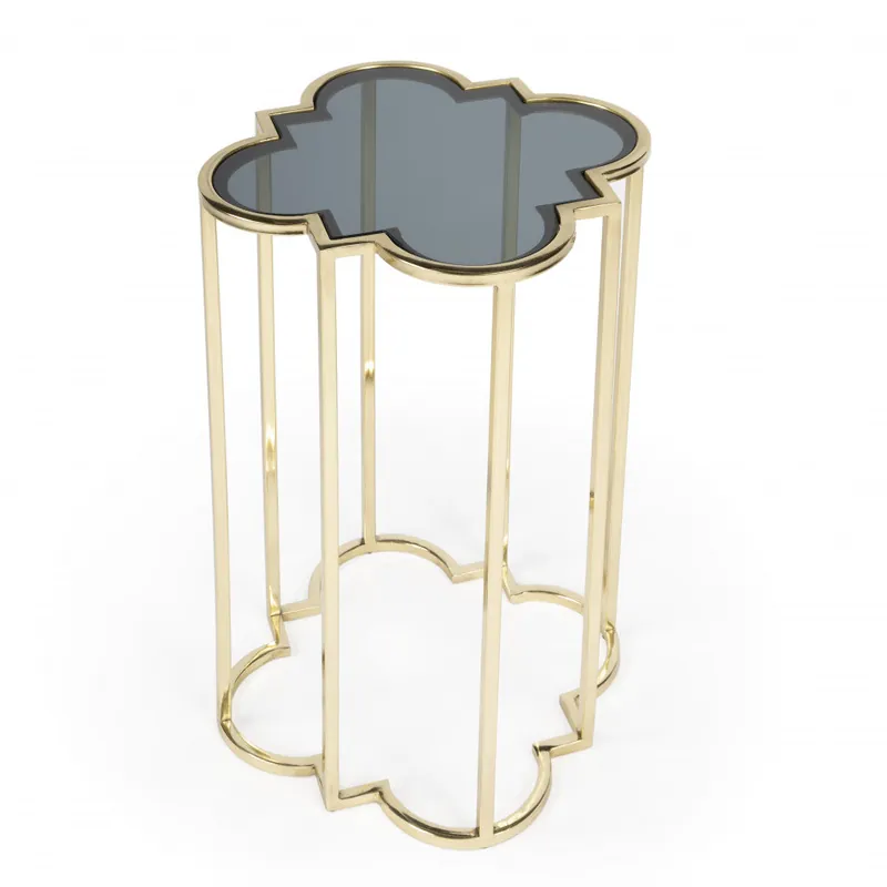 Today Only 24" Gold And Black Glass Free Form End Table By Homeroots