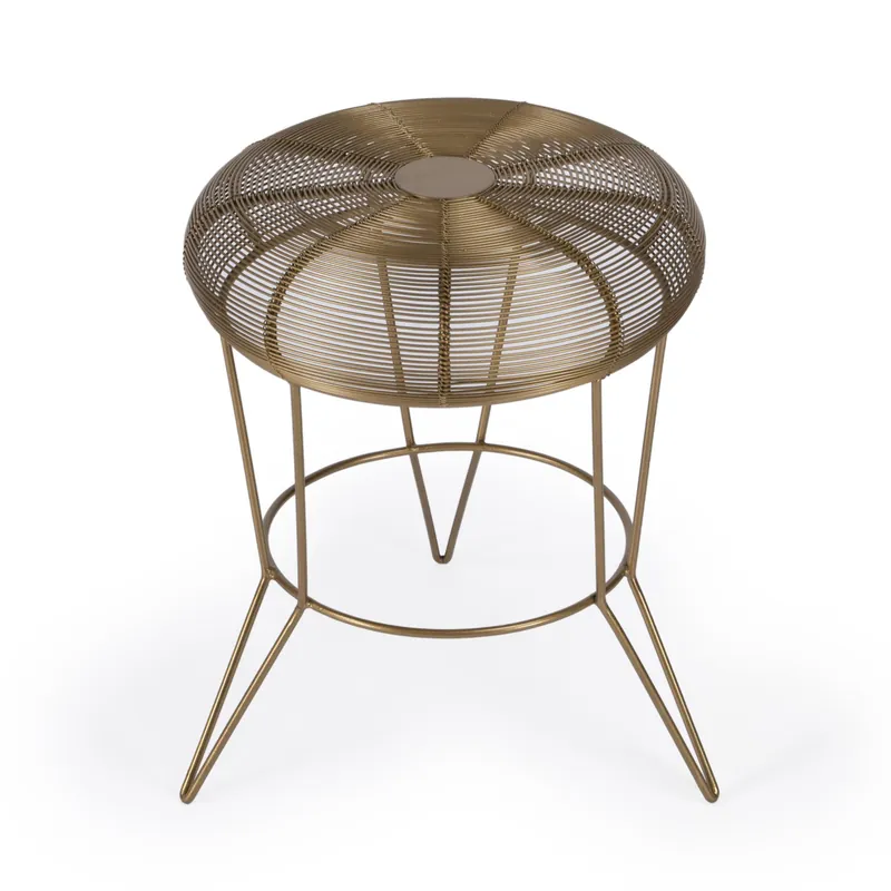 18" Antique Gold Iron Round End Table By Homeroots Flash Sale
