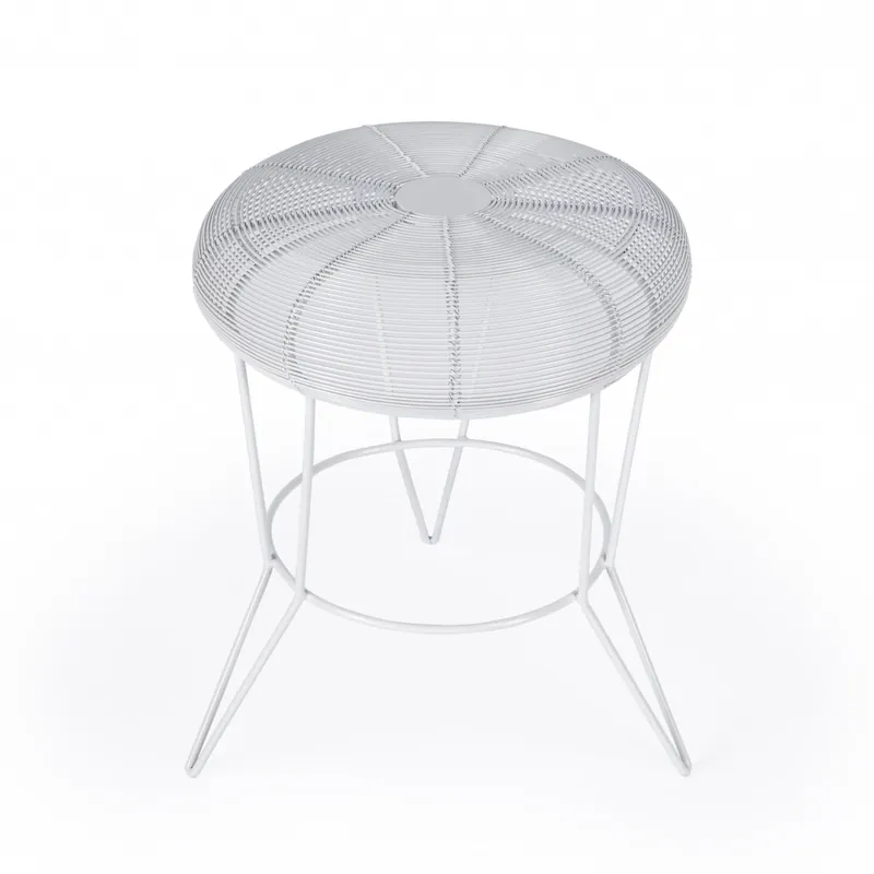 18" White Wire Round top End Table By Homeroots Deal