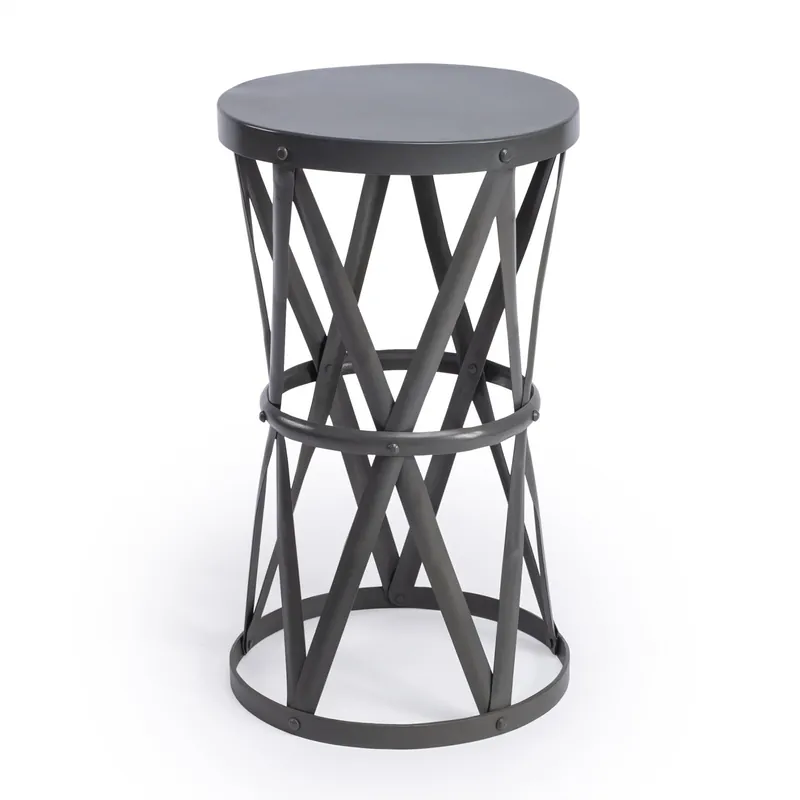 Fast Shipping 22" Gray Iron Hourglass Base Round Top End Table By Homeroots