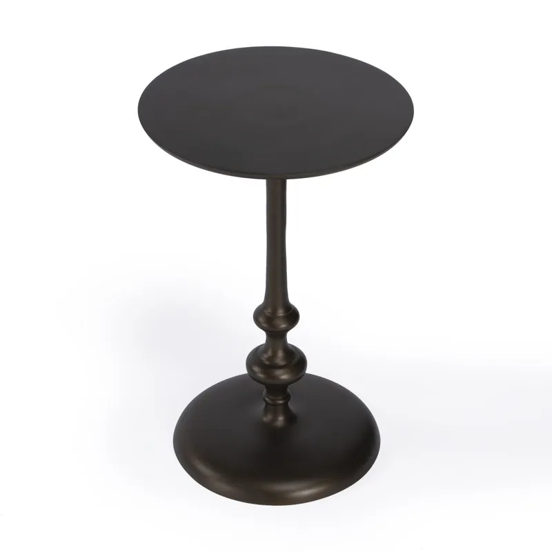 18" Dark Burnished Bronze Aluminum Round Top Pedestal End Table By Hom Place Order