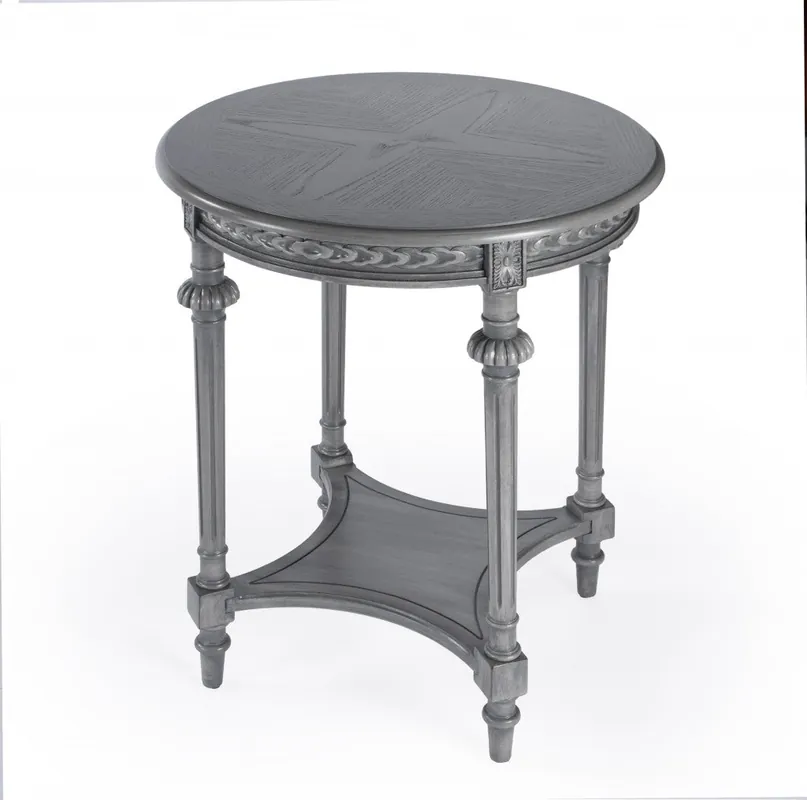 27" Gray Classic Round End Table With Shelf By Homeroots Price Cut