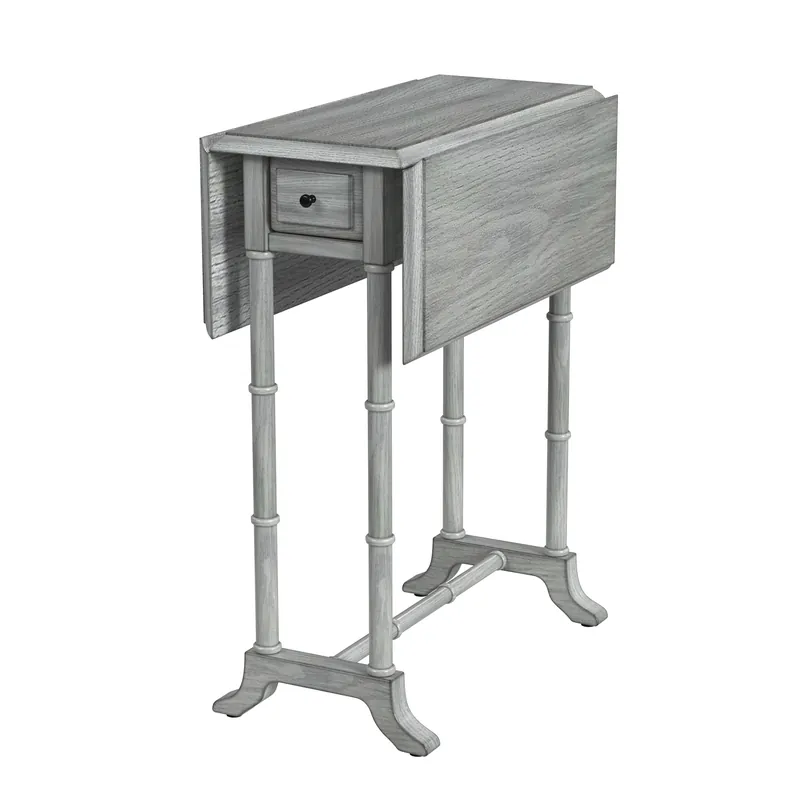Handmade 26" Gray Solid And Manufactured Wood Rectangular End Table With Drawer